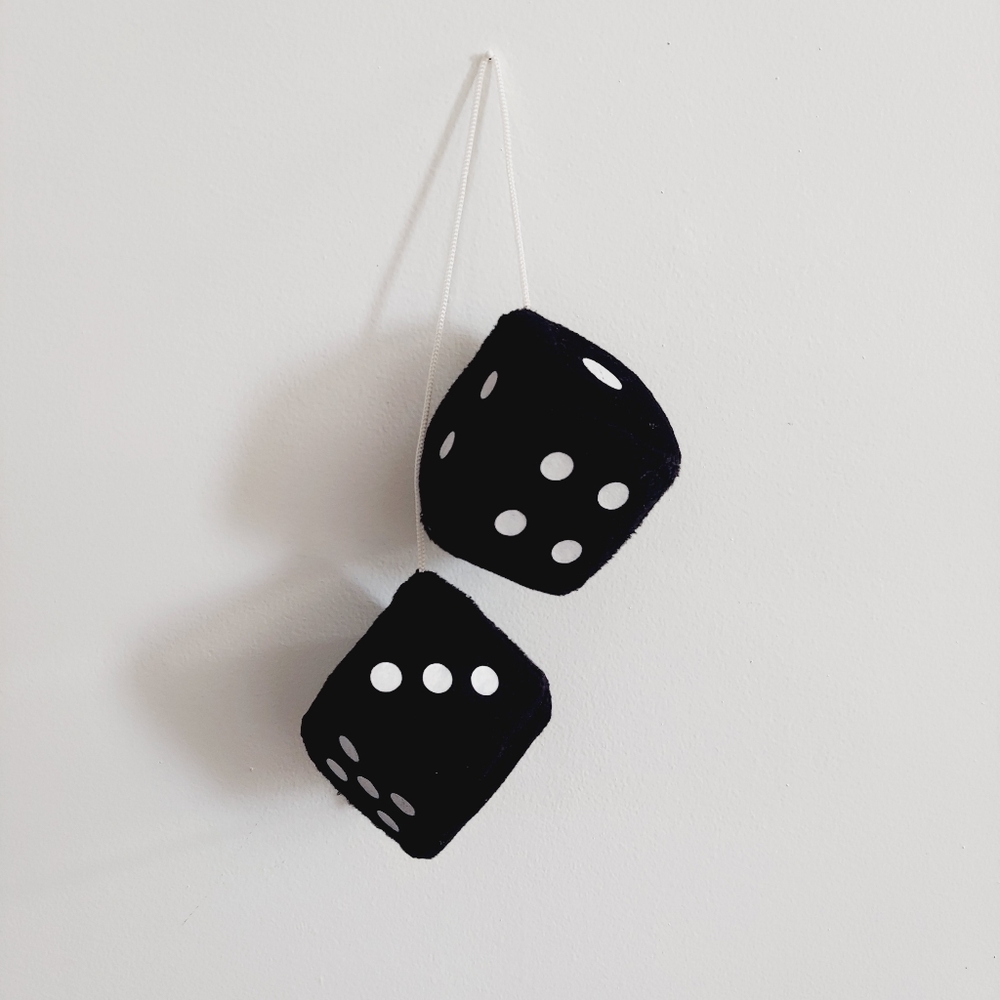 Fuzzy Dice with String Car Hanging Pendant 2.5"